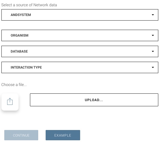 An example of FunGeneNet menu when ANDSystem is selected